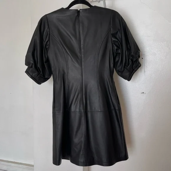 Jason Wu Leather Puff-Sleeve Minidress